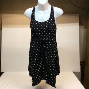 Denim & Co. Swim Dress  Black with White Polka Dots NEW SWIM DRESS